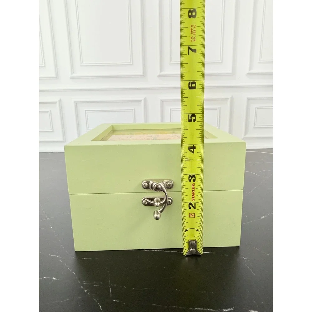 Sage Green Wooden Latching Shadow Box Yellow Roses 6